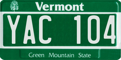 VT license plate YAC104