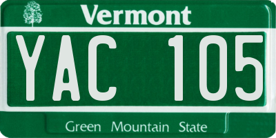 VT license plate YAC105