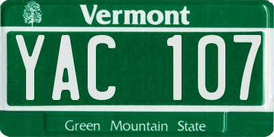 VT license plate YAC107