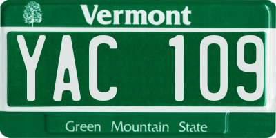 VT license plate YAC109