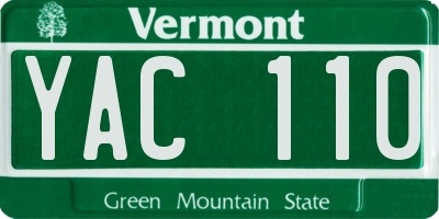 VT license plate YAC110