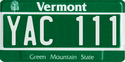 VT license plate YAC111
