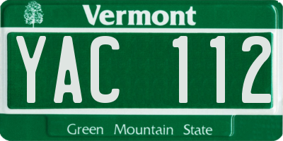 VT license plate YAC112