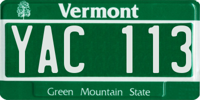 VT license plate YAC113