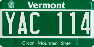 VT license plate YAC114