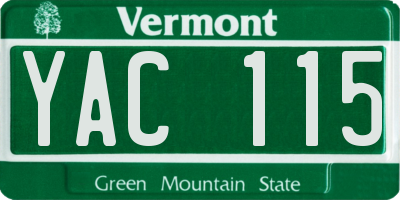VT license plate YAC115