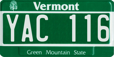 VT license plate YAC116