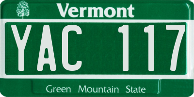 VT license plate YAC117