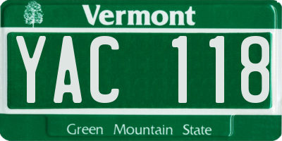 VT license plate YAC118