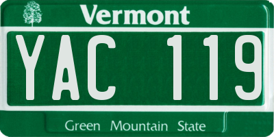 VT license plate YAC119