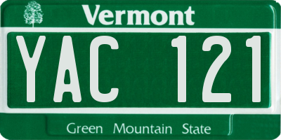 VT license plate YAC121
