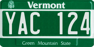 VT license plate YAC124