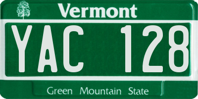VT license plate YAC128