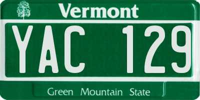 VT license plate YAC129