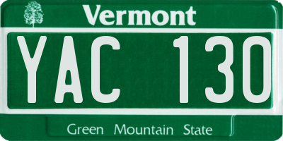 VT license plate YAC130