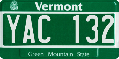 VT license plate YAC132