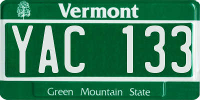 VT license plate YAC133