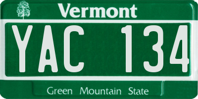 VT license plate YAC134