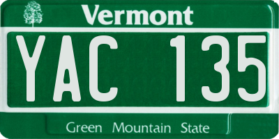 VT license plate YAC135
