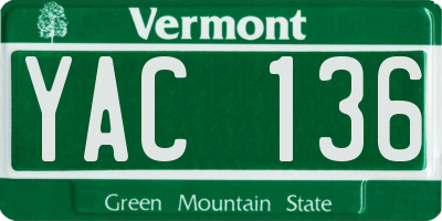 VT license plate YAC136