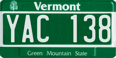 VT license plate YAC138