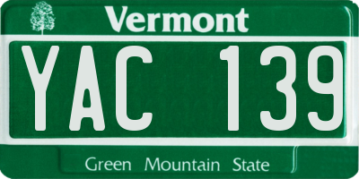 VT license plate YAC139