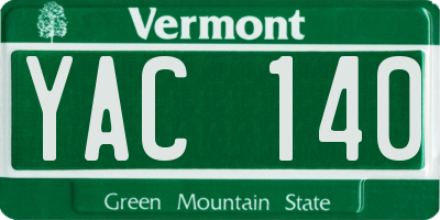VT license plate YAC140
