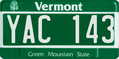 VT license plate YAC143