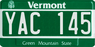 VT license plate YAC145