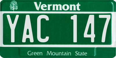 VT license plate YAC147