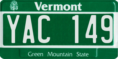 VT license plate YAC149