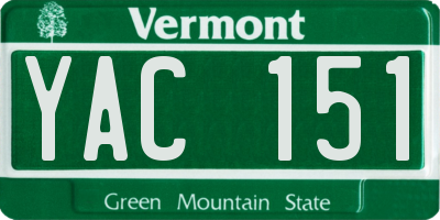 VT license plate YAC151
