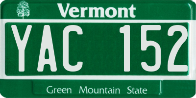 VT license plate YAC152