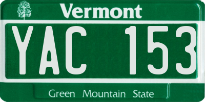 VT license plate YAC153