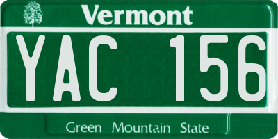 VT license plate YAC156