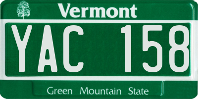 VT license plate YAC158