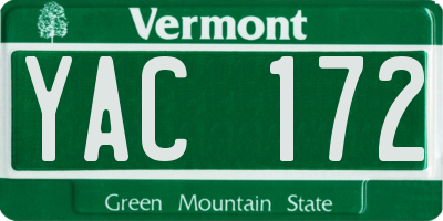 VT license plate YAC172