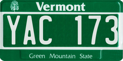 VT license plate YAC173