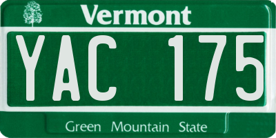 VT license plate YAC175