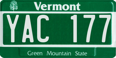 VT license plate YAC177