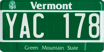 VT license plate YAC178