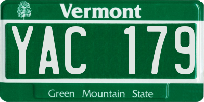 VT license plate YAC179
