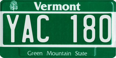 VT license plate YAC180