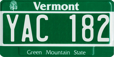 VT license plate YAC182