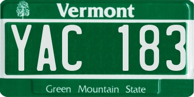 VT license plate YAC183