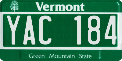 VT license plate YAC184