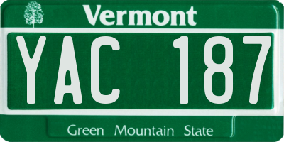 VT license plate YAC187