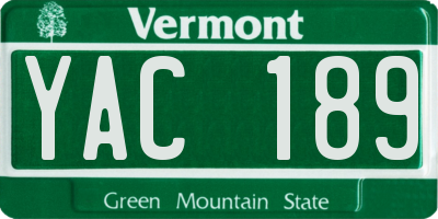 VT license plate YAC189