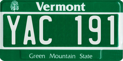 VT license plate YAC191