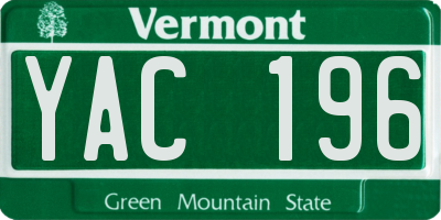 VT license plate YAC196